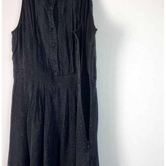 THEORY sz 10 Black Silk Viscose Burnt Out Sleeveless Dress Flowy Lined Devore - Picture 5 of 7